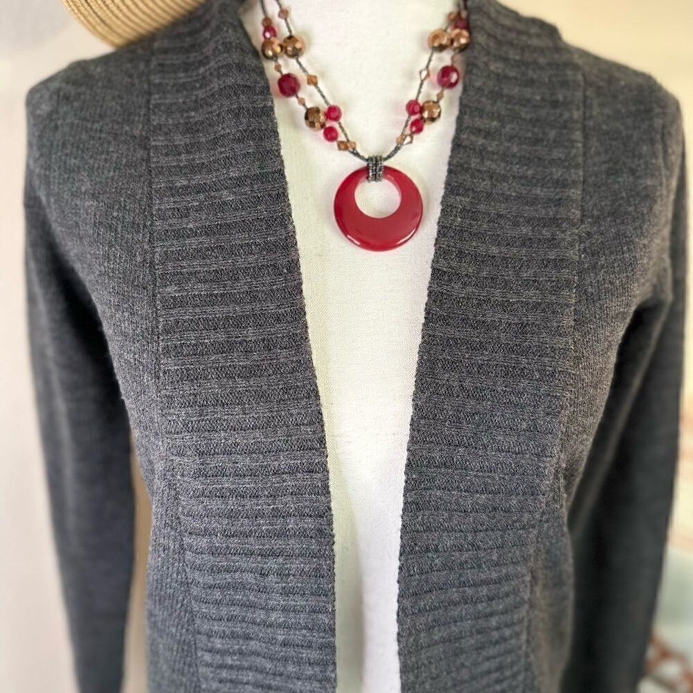 Women's Essentials By Full Tilt Dark Gray Cardigan Size Small 3 of 3